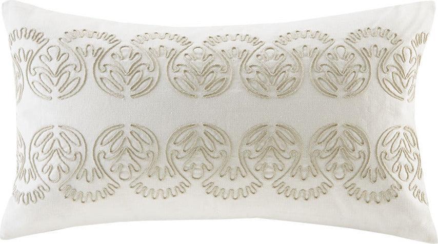 Suzanna Traditional Oblong Pillow 12"W x 20"L White Olliix.com