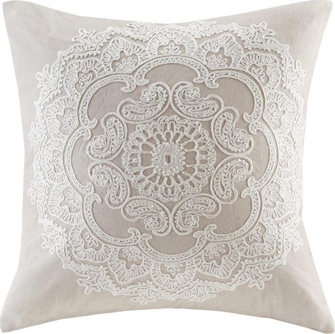 Suzanna Traditional Square Pillow 18"W x 18"L Taupe Olliix.com