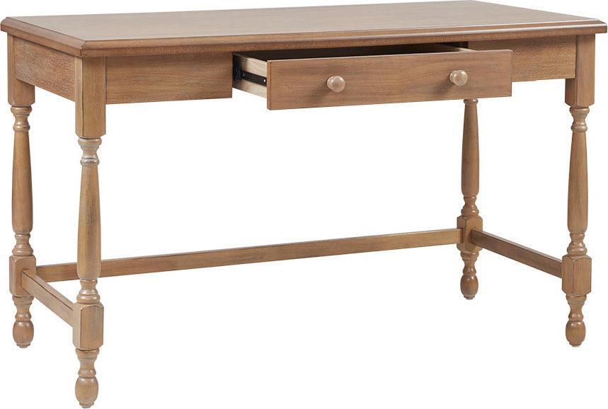 Tabitha Solid Wood Desk with 1 Drawer and turned legs Natural Olliix.com