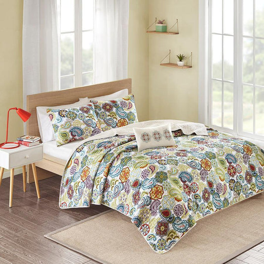 Tamil Full/Queen Reversible Coverlet Set Multicolor Olliix.com