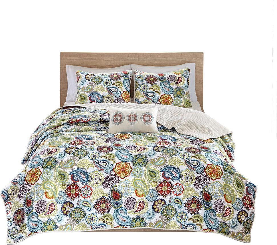 Tamil Full/Queen Reversible Coverlet Set Multicolor Olliix.com