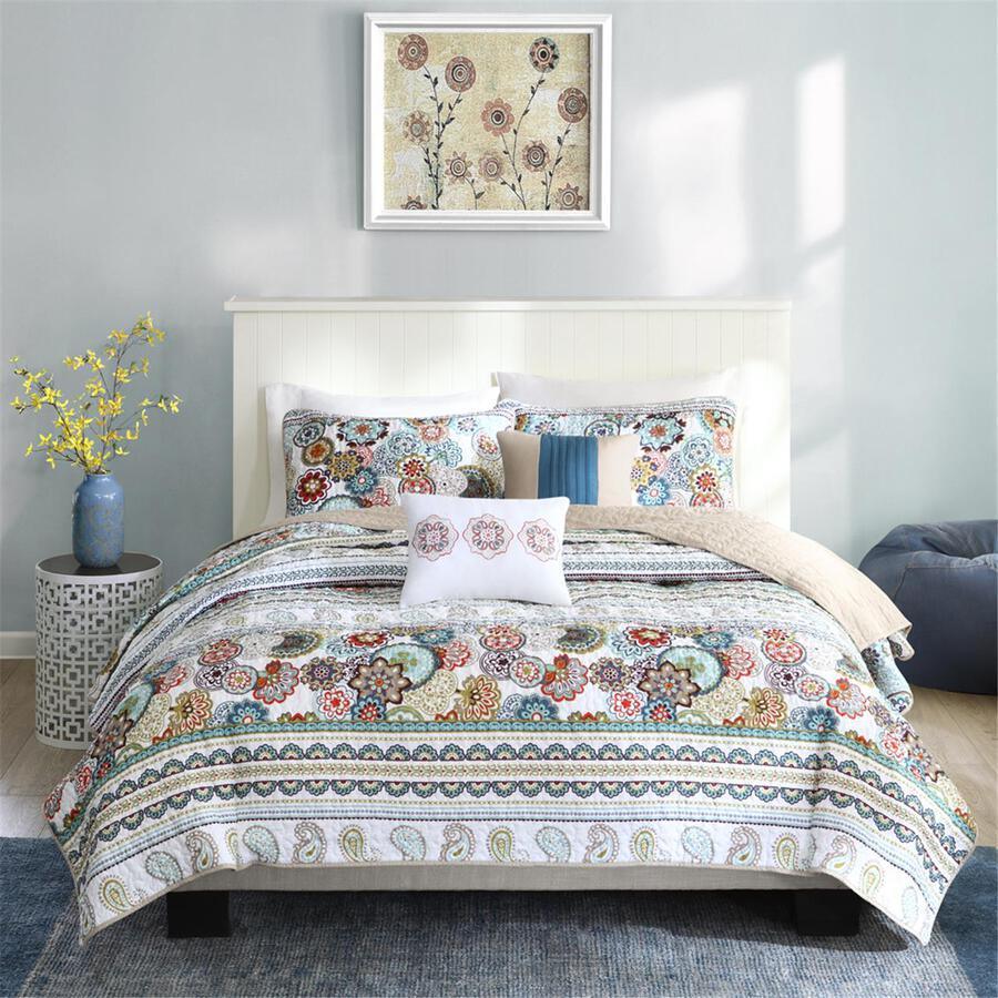 Tamira Full/Queen Reversible Coverlet Set Multicolor Olliix.com