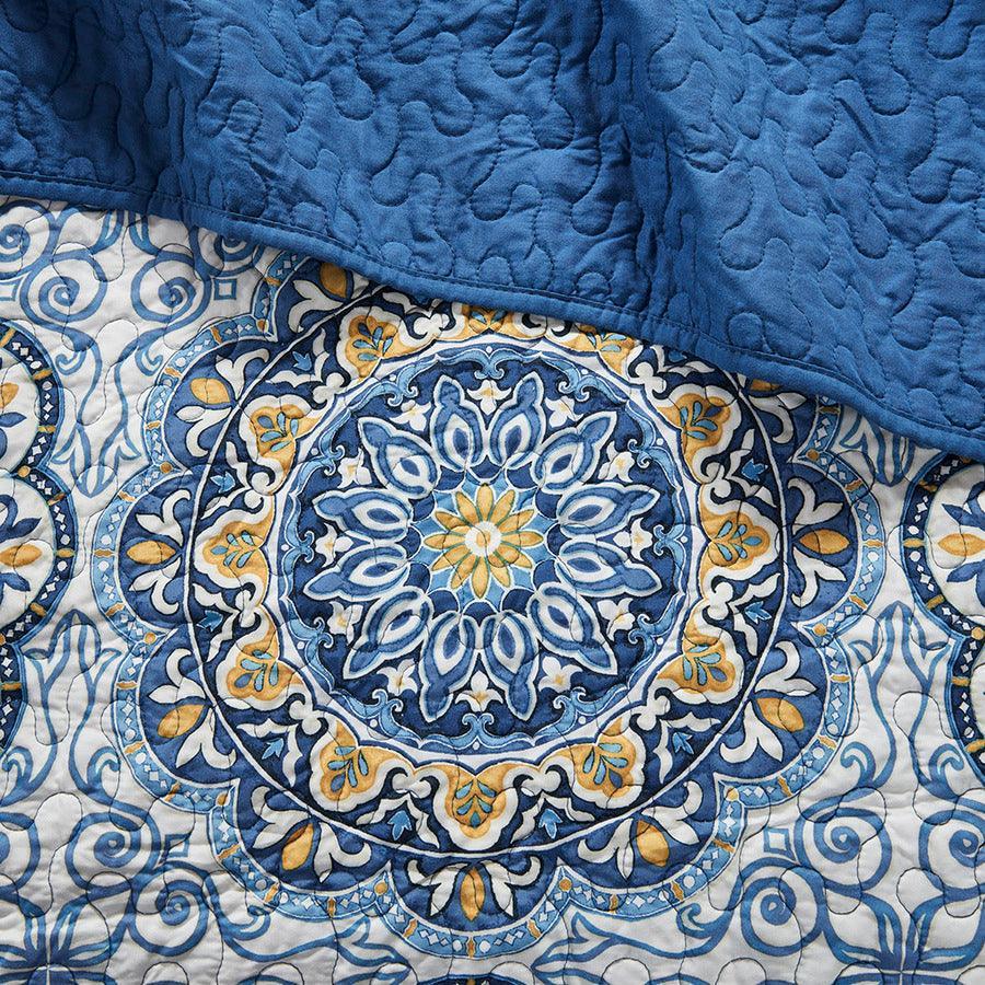 Tangiers Full/Queen 6 Piece Reversible Coverlet Set Blue Olliix.com