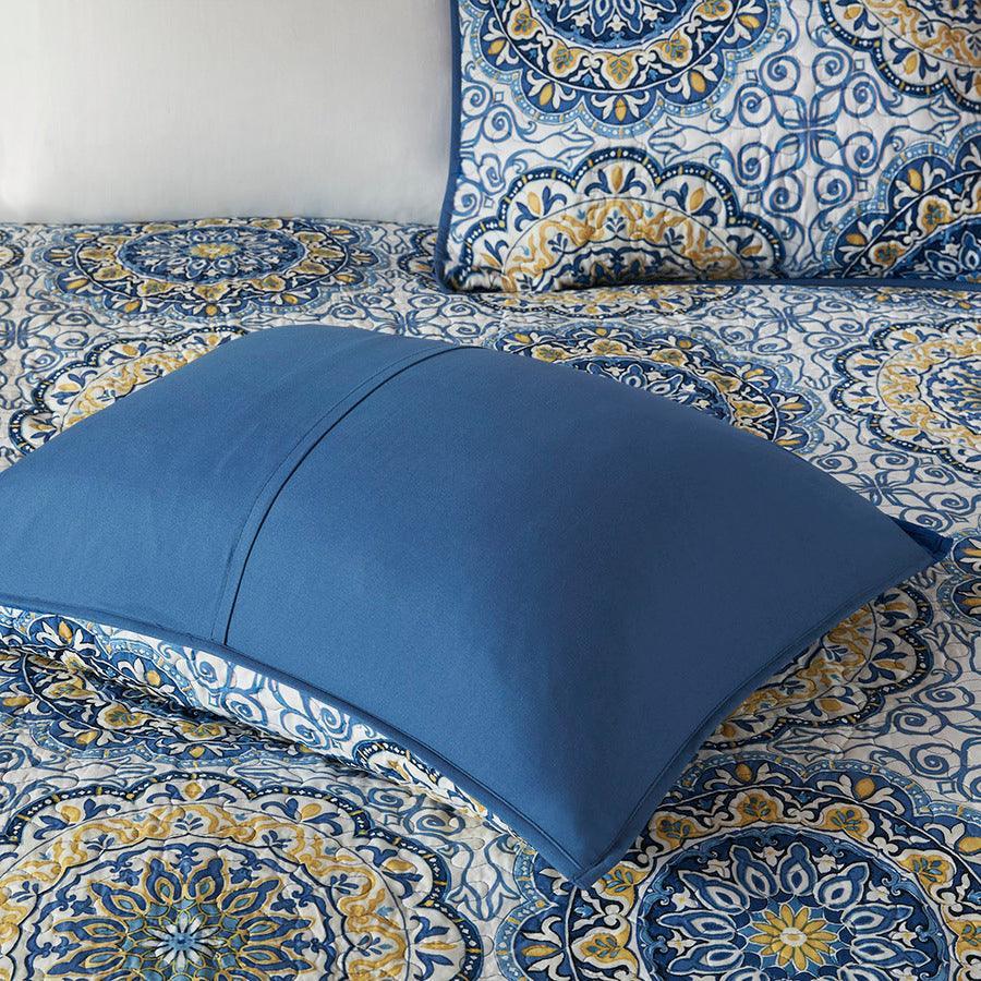 Tangiers Full/Queen 6 Piece Reversible Coverlet Set Blue Olliix.com