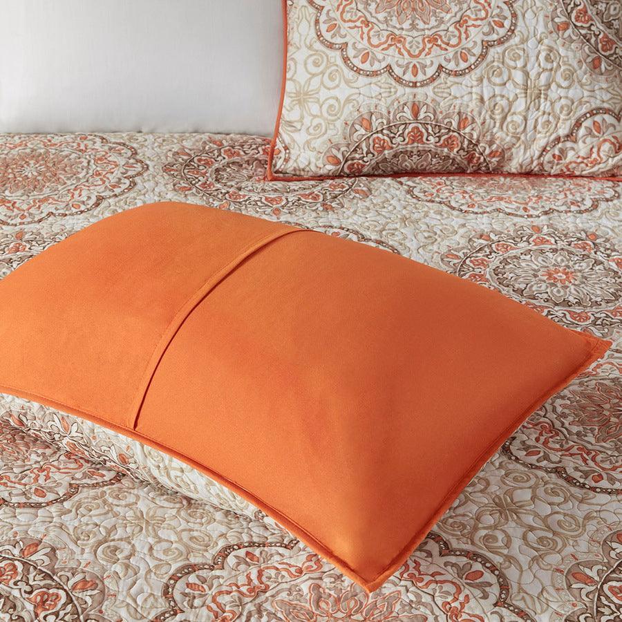 Tangiers Full/Queen 6 Piece Reversible Coverlet Set Orange Olliix.com