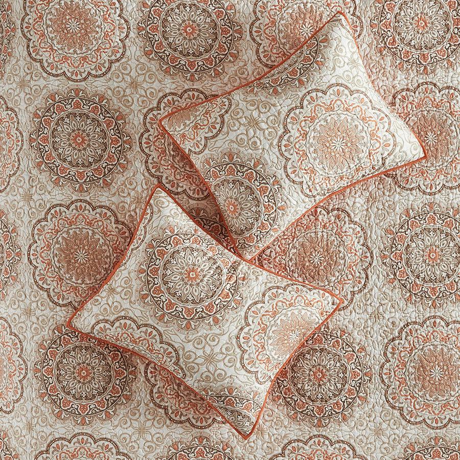 Tangiers Full/Queen 6 Piece Reversible Coverlet Set Orange Olliix.com