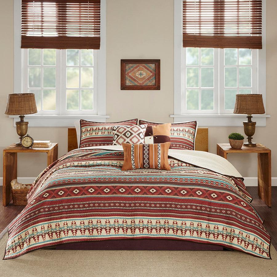 Taos Full/Queen 6 Piece Reversible Coverlet Set Spice Olliix.com