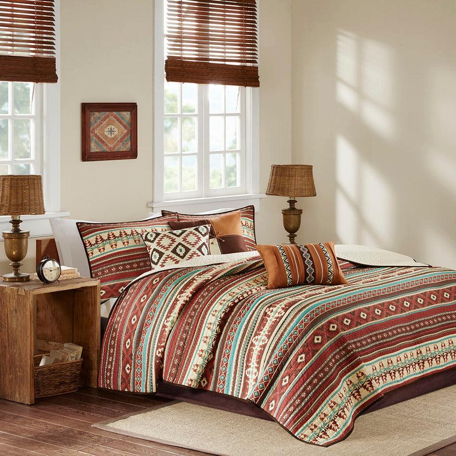 Taos King/California King 6 Piece Reversible Coverlet Set Spice Olliix.com