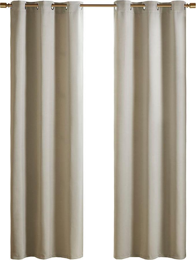 Taren 63 H Solid Blackout Triple Weave Grommet Top Curtain Panel Pair Beige Olliix.com