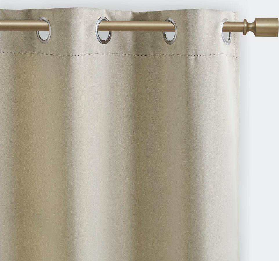 Taren 63 H Solid Blackout Triple Weave Grommet Top Curtain Panel Pair Beige Olliix.com