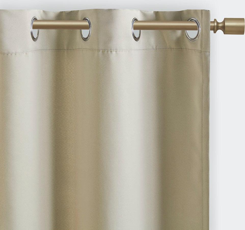 Taren 63 H Solid Blackout Triple Weave Grommet Top Curtain Panel Pair Beige Olliix.com