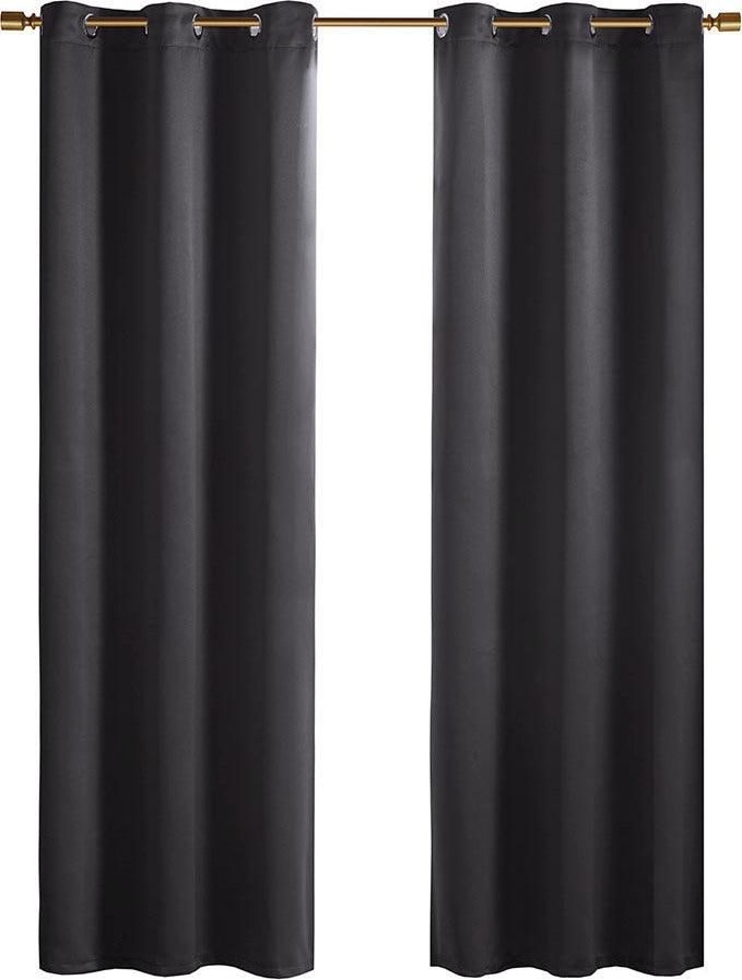 Taren 63 H Solid Blackout Triple Weave Grommet Top Curtain Panel Pair Black Olliix.com