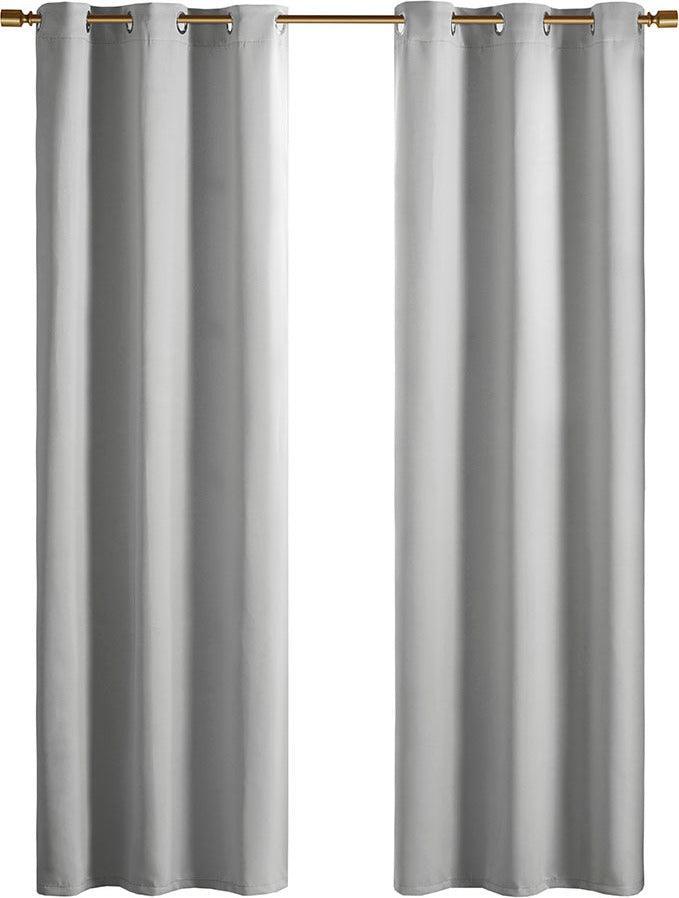 Taren 63 H Solid Blackout Triple Weave Grommet Top Curtain Panel Pair Gray Olliix.com