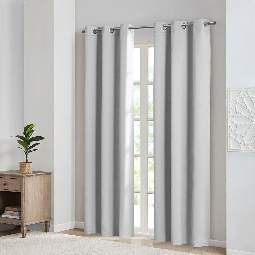 Taren 63 H Solid Blackout Triple Weave Grommet Top Curtain Panel Pair Gray Olliix.com