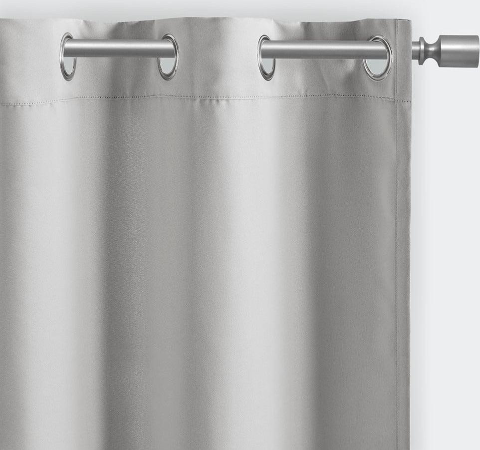 Taren 63 H Solid Blackout Triple Weave Grommet Top Curtain Panel Pair Gray Olliix.com