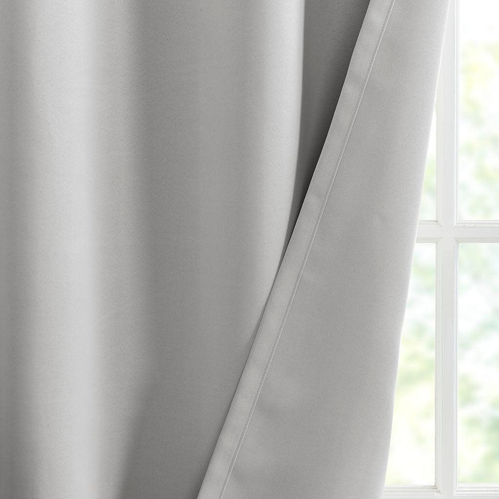 Taren 63 H Solid Blackout Triple Weave Grommet Top Curtain Panel Pair Gray Olliix.com