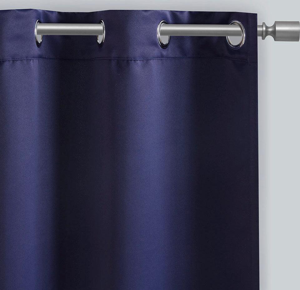 Taren 63 H Solid Blackout Triple Weave Grommet Top Curtain Panel Pair Navy Olliix.com