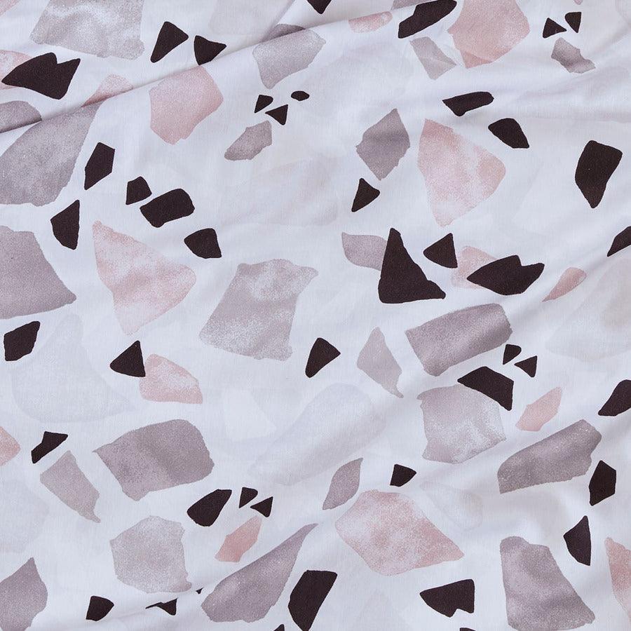 Terrazzo King/California King Cotton Printed Duvet Cover Set Blush & Gray Olliix.com