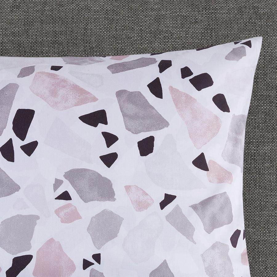 Terrazzo King/California King Cotton Printed Duvet Cover Set Blush & Gray Olliix.com