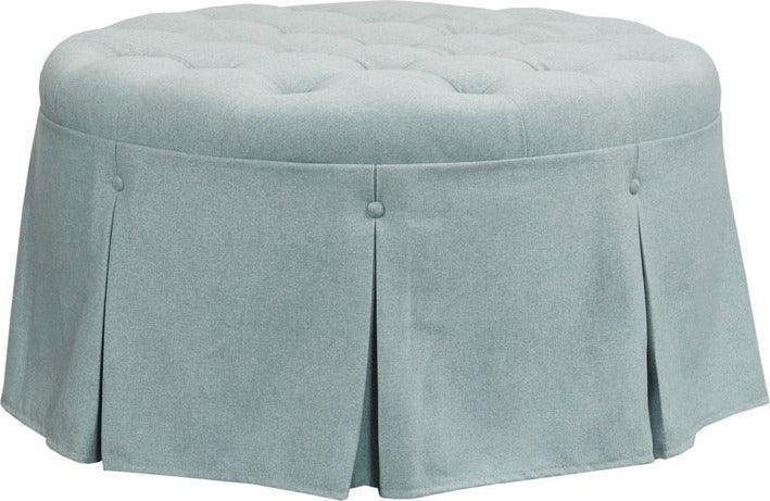 Terri Skirted Tufted 32" Round Ottoman Blue Olliix.com