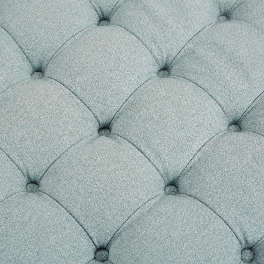 Terri Skirted Tufted 32" Round Ottoman Blue Olliix.com