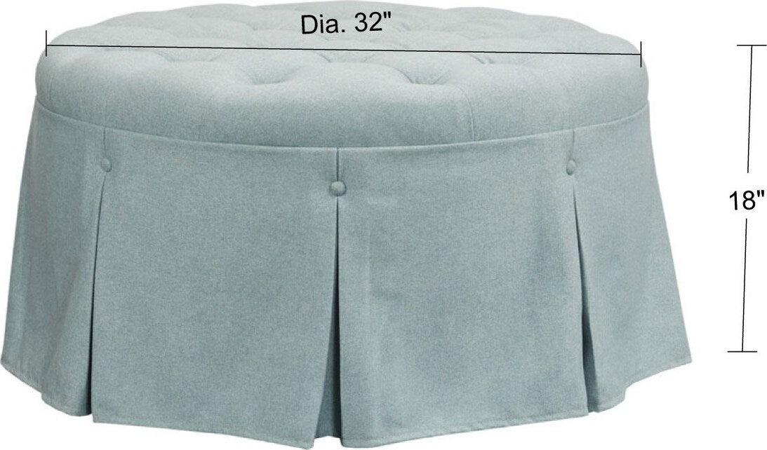 Terri Skirted Tufted 32" Round Ottoman Blue Olliix.com