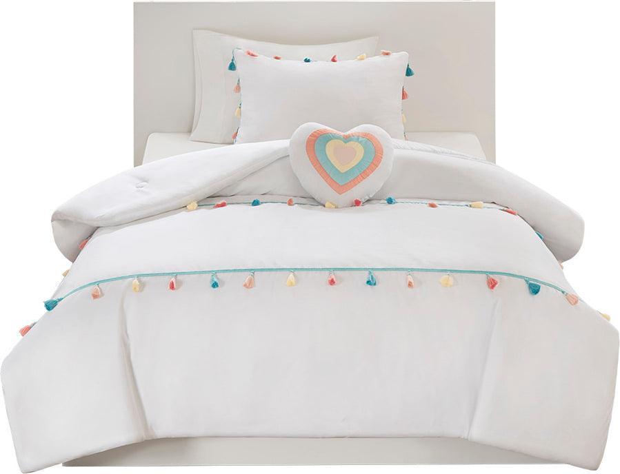 Tessa Full/Queen Tassel Comforter Set White Olliix.com