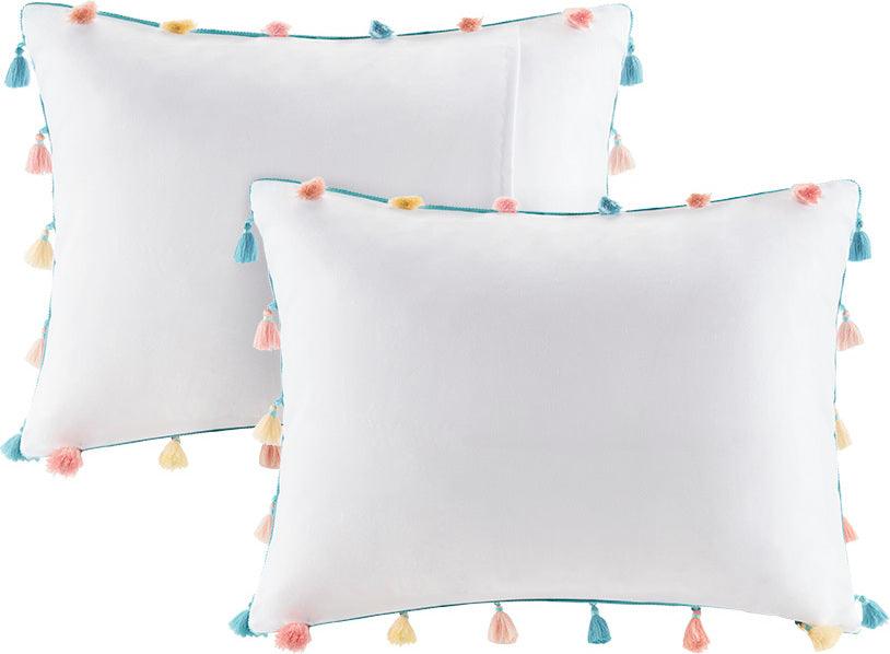 Tessa Twin Tassel Casual Comforter Set White Olliix.com