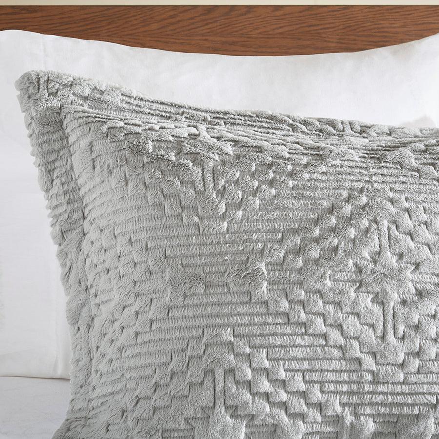 Teton Embroidered Plush Coverlet Set Full/Queen Gray Olliix.com