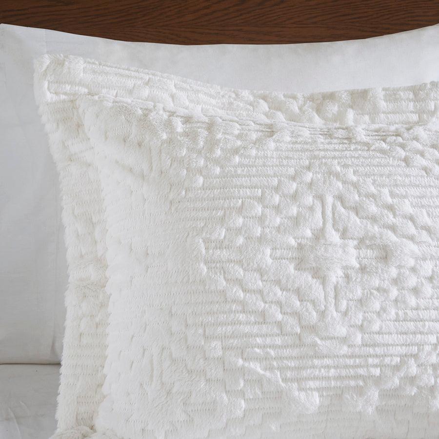 Teton Embroidered Plush Coverlet Set King/Cal King Ivory Olliix.com