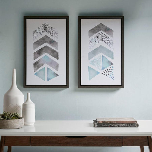 This and That Way Framed Gel Coat Canvas (2pcs/set) Blue & Grey Olliix.com