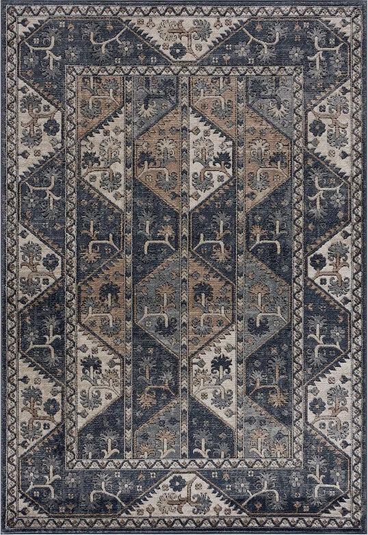 Tiled Border Area 8 x 10 Rug Blue & Cream Olliix.com