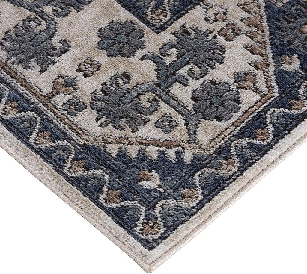 Tiled Border Area 8 x 10 Rug Blue & Cream Olliix.com