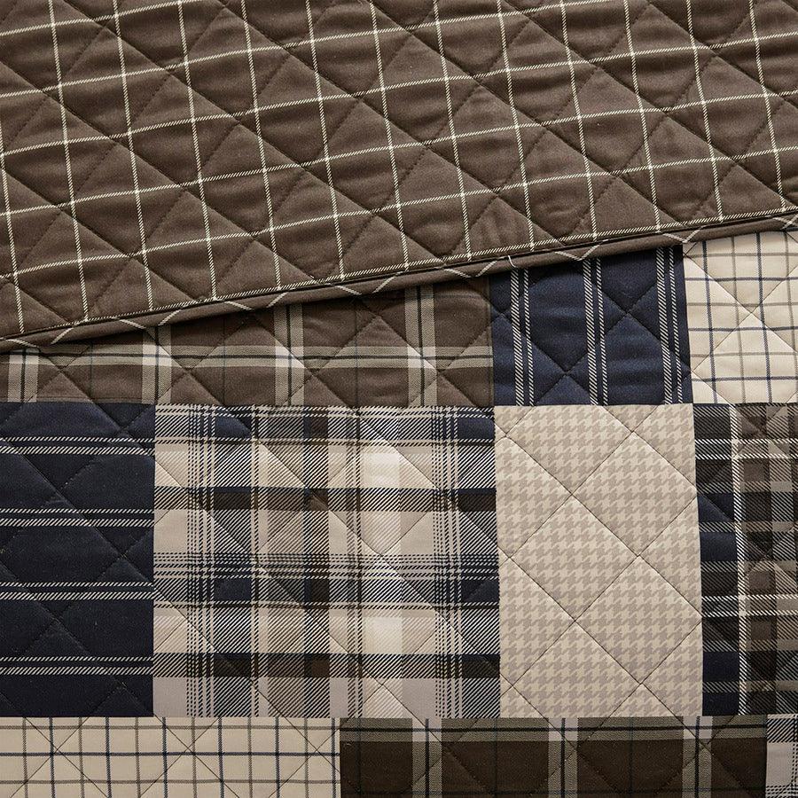 Timber Full/Queen 3 Piece Reversible Printed Coverlet Set Black & Brown Olliix.com