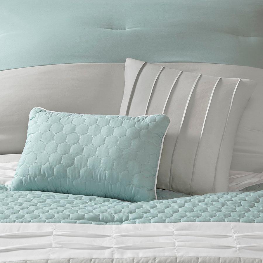 Tinsley 8 Piece 26" W Comforter Set Seafoam & Gray Queen Olliix.com