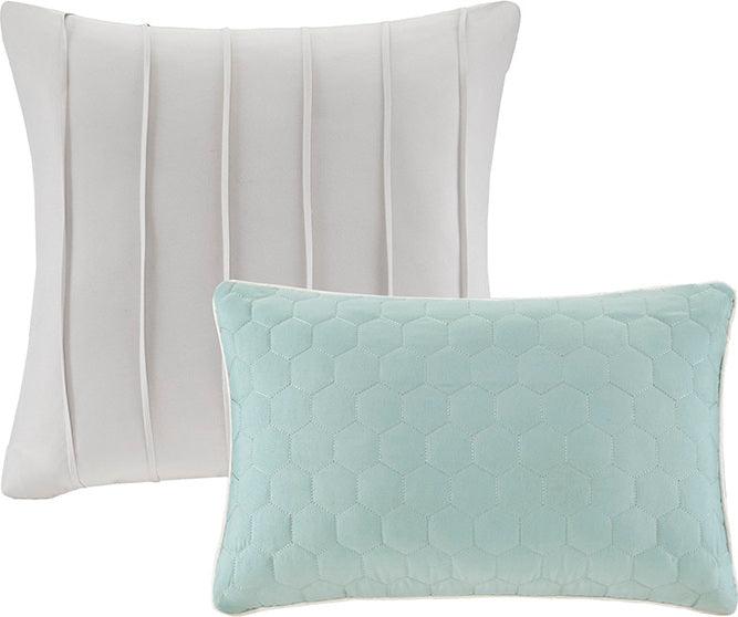 Tinsley 8 Piece 26" W Comforter Set Seafoam & Gray Queen Olliix.com