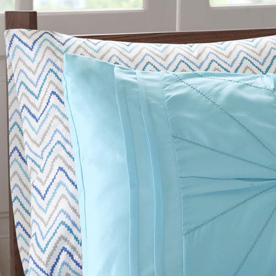 Toren Embroidered Comforter and Sheet Set Aqua Full Olliix.com