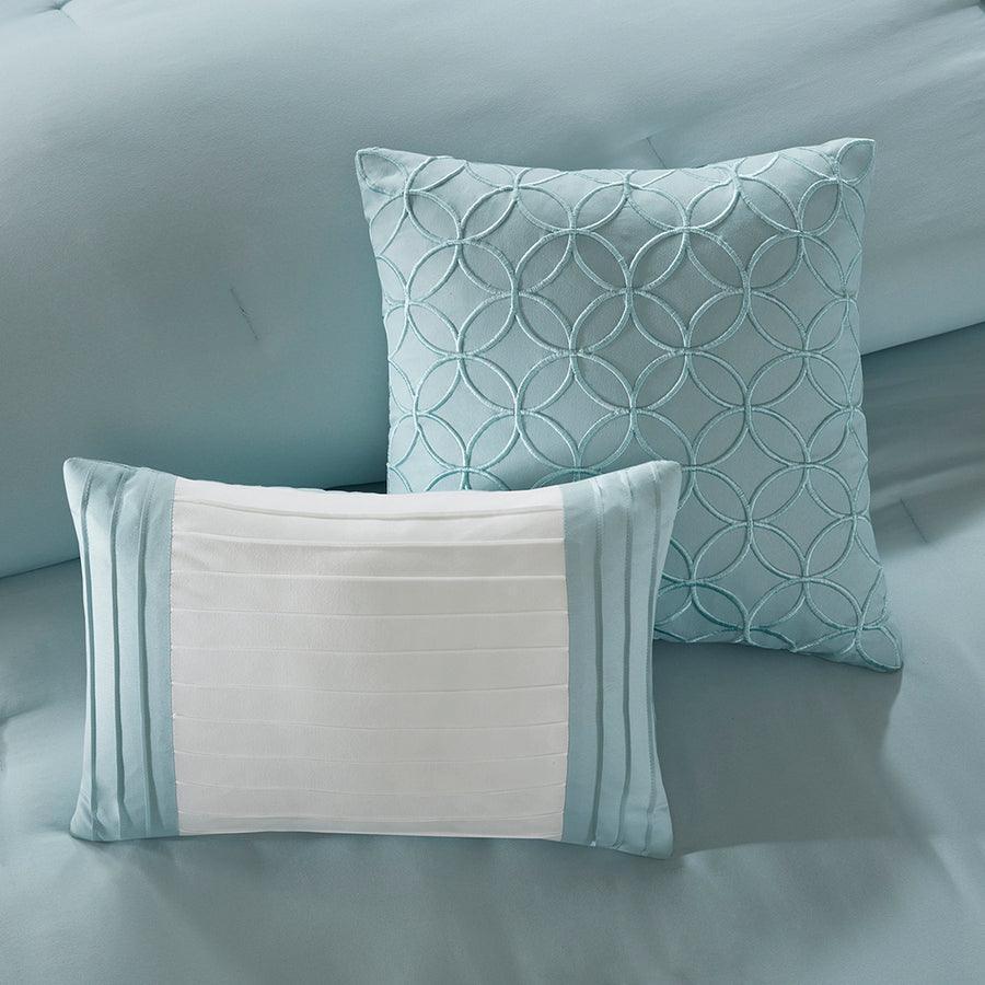 Transitional Queen Stratford 8 Piece Comforter Set Aqua Olliix.com