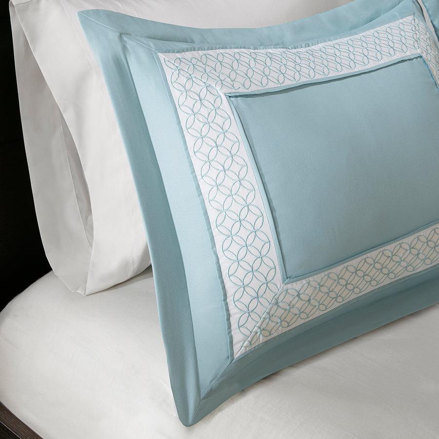 Transitional Queen Stratford 8 Piece Comforter Set Aqua Olliix.com