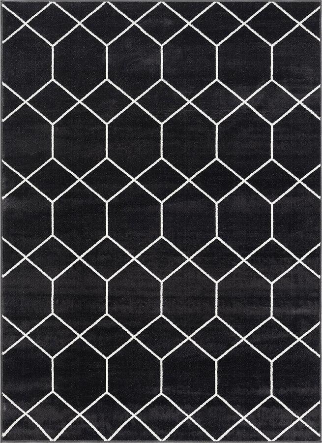 Trellis Geometric Woven Area Rug Black|Cream MP35-8062 Olliix.com