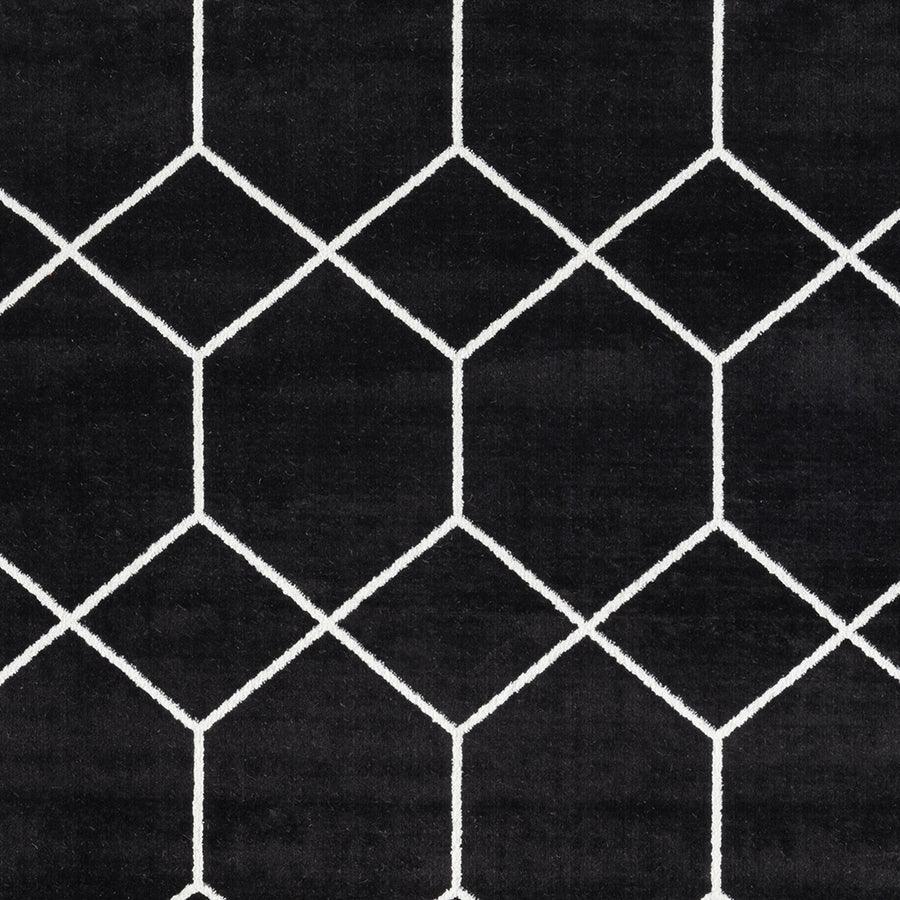 Trellis Geometric Woven Area Rug Black|Cream MP35-8062 Olliix.com