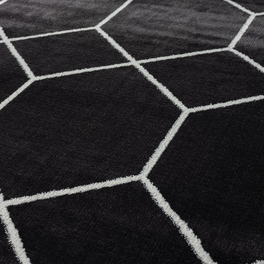 Trellis Geometric Woven Area Rug Black|Cream MP35-8062 Olliix.com