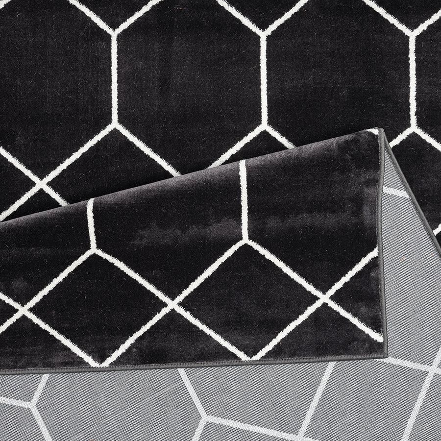 Trellis Geometric Woven Area Rug Black|Cream MP35-8062 Olliix.com