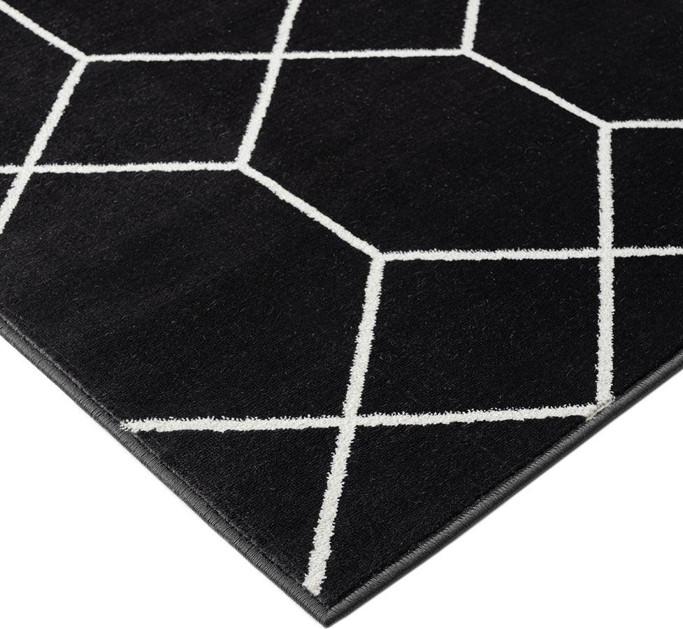 Trellis Geometric Woven Area Rug Black|Cream MP35-8062 Olliix.com