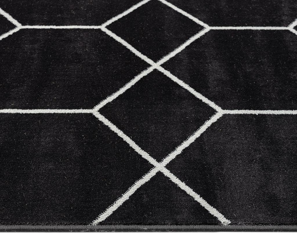 Trellis Geometric Woven Area Rug Black|Cream MP35-8062 Olliix.com