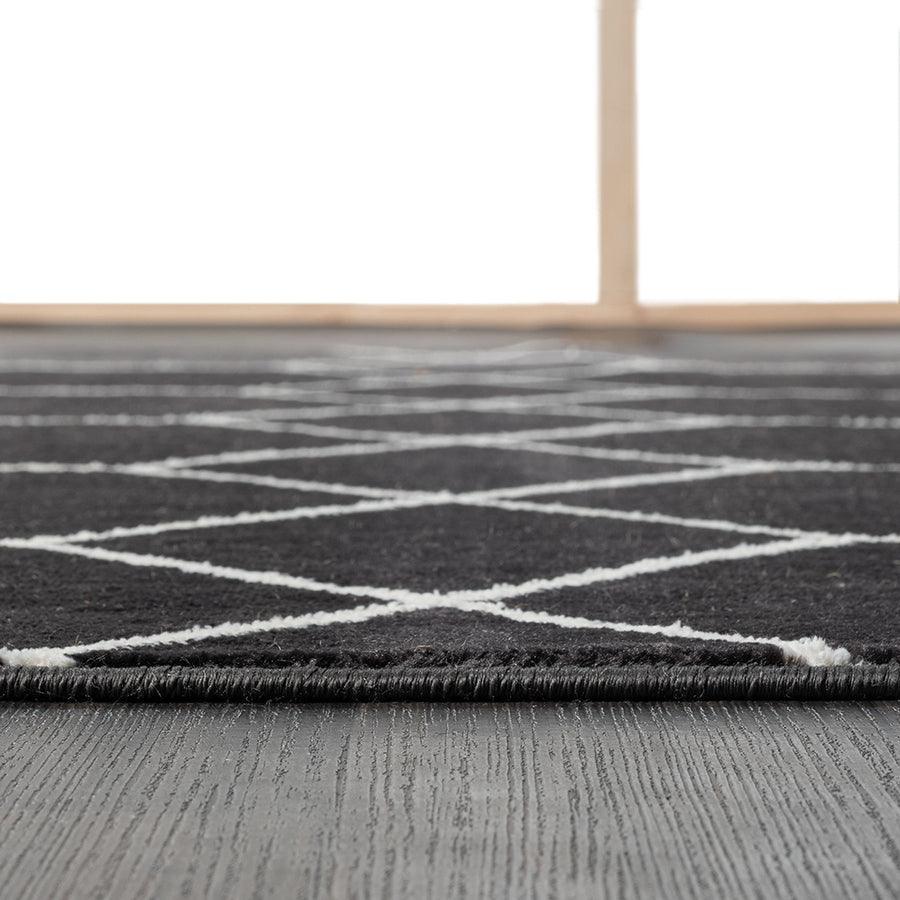 Trellis Geometric Woven Area Rug Black|Cream MP35-8062 Olliix.com