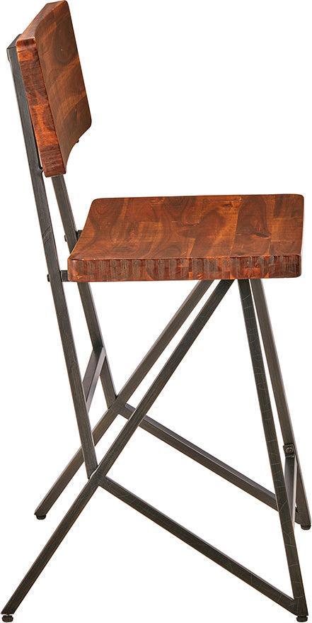 Trestle Counter Stool Brown & Gunmetal Olliix.com