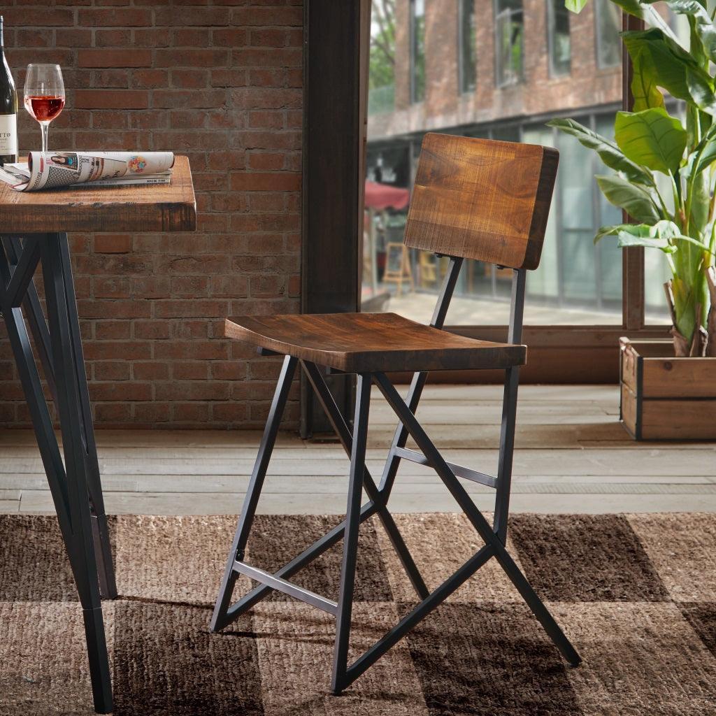 Trestle Counter Stool Brown & Gunmetal Olliix.com