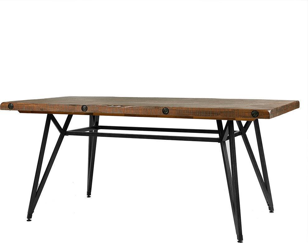 Trestle Dining Table Reclaimed Brown & Gun Metal Olliix.com