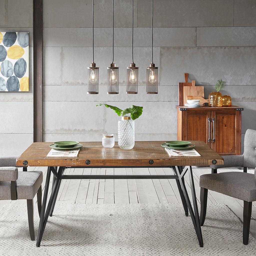 Trestle Dining Table Reclaimed Brown & Gun Metal Olliix.com